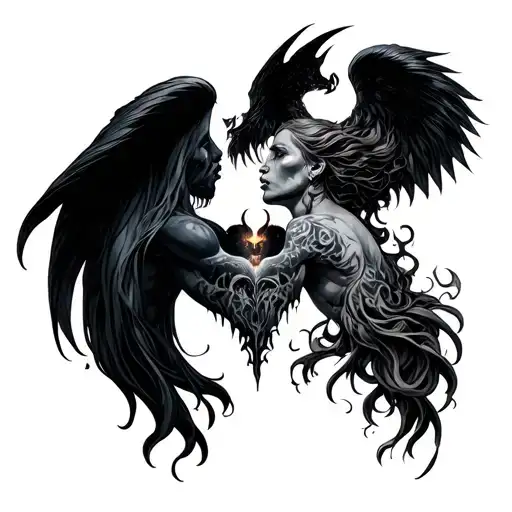heaven and hell  tattoo design idea