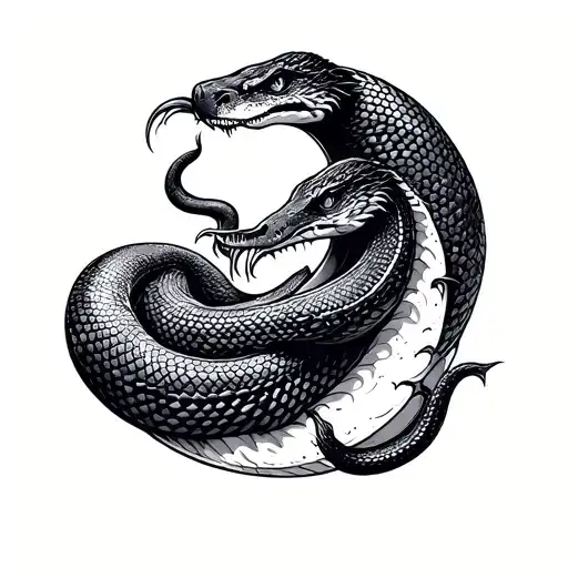 snake eating the crescent moon tattoo design idea