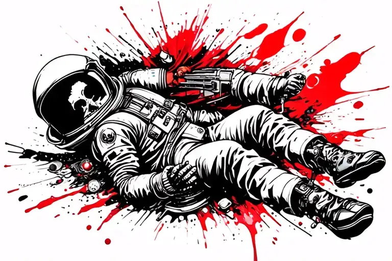 dead astronaut floating in space tattoo design idea