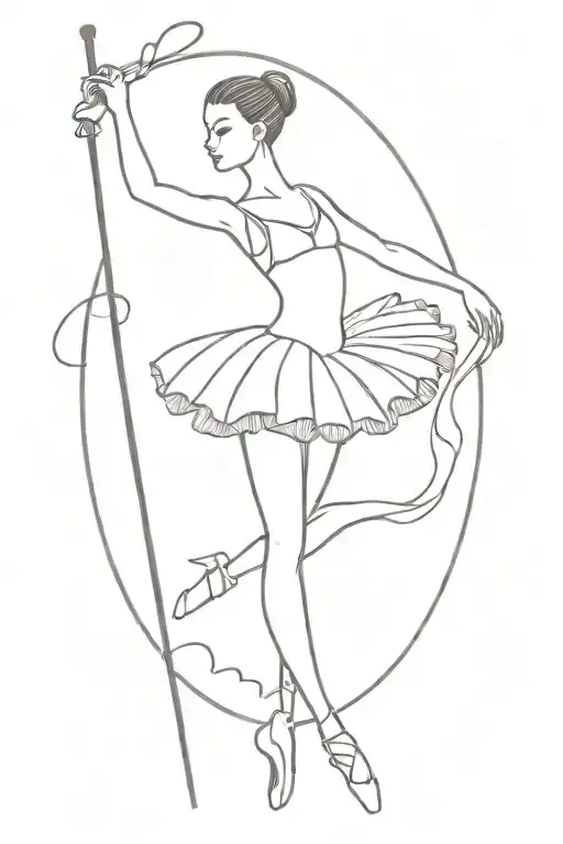 A ballerina coming out of a open bo staff tattoo design idea