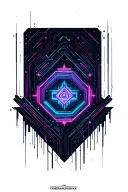 neon circuitry, futuristic geometry, cyberpunk, space background  tattoo design idea