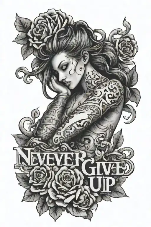 Never give up tattoo design idea