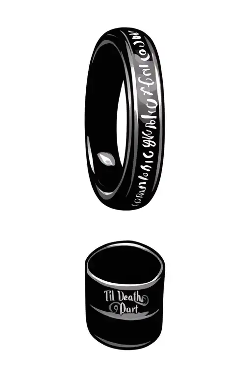 wedding band with til death do us part in the middle  tattoo design idea