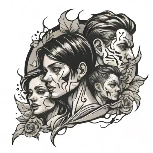 broken family tattoo design idea