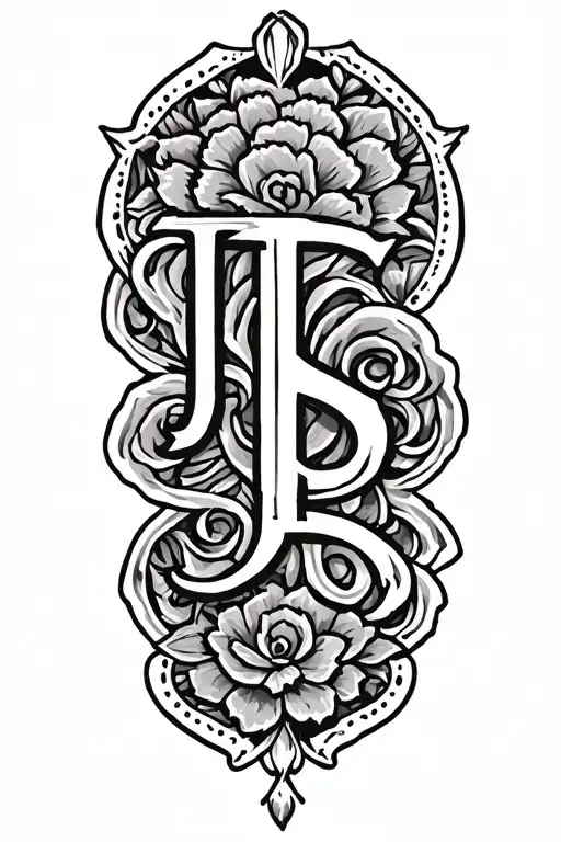 tooled leather with the initials J and S  tattoo design idea