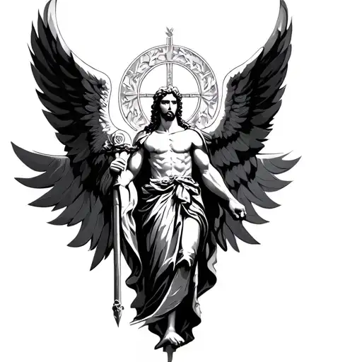saint michael shaded  tattoo design idea