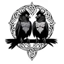 Celtic design tribal patterns, silouette two cockatiels tattoo design idea