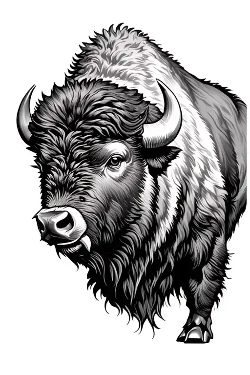 bison facing storm tattoo design idea