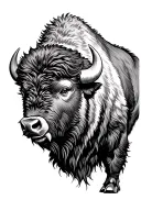 bison facing storm tattoo design idea