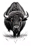 bison facing storm tattoo design idea