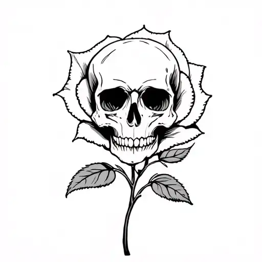 skull inside a rose , gothic tattoo tattoo design idea