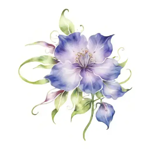 violet flower intertwined tattoo design idea