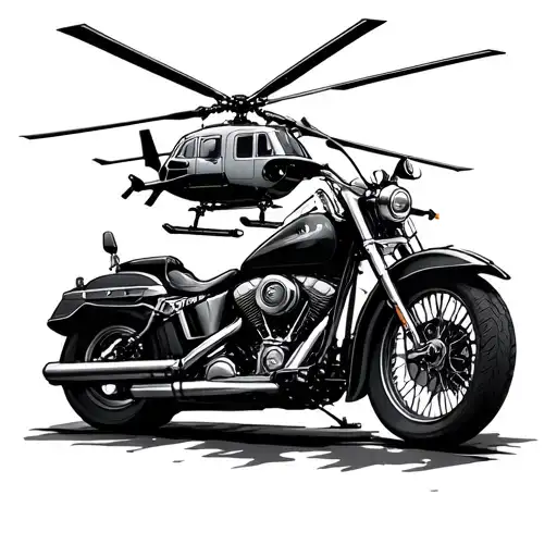 harley and helicopter  tattoo design idea