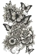 spine tattoo with flowers and butterflies that says perfectly imperfect  tattoo design idea