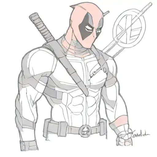 DEADPOOL HALFBODY WITH DEADPOOL WRITEEN UNDER THE TATTOO  tattoo design idea