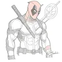 DEADPOOL HALFBODY WITH DEADPOOL WRITEEN UNDER THE TATTOO  tattoo design idea