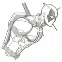 DEADPOOL HALFBODY WITH DEADPOOL WRITEEN UNDER THE TATTOO  tattoo design idea
