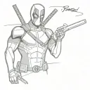 DEADPOOL HALFBODY WITH DEADPOOL WRITEEN UNDER THE TATTOO  tattoo design idea