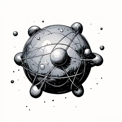 atoms with lines coming tattoo design idea