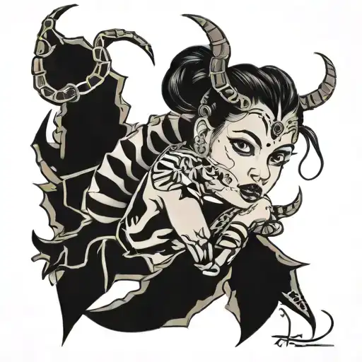 kirti mukh, surrounded by scorpions tattoo design idea