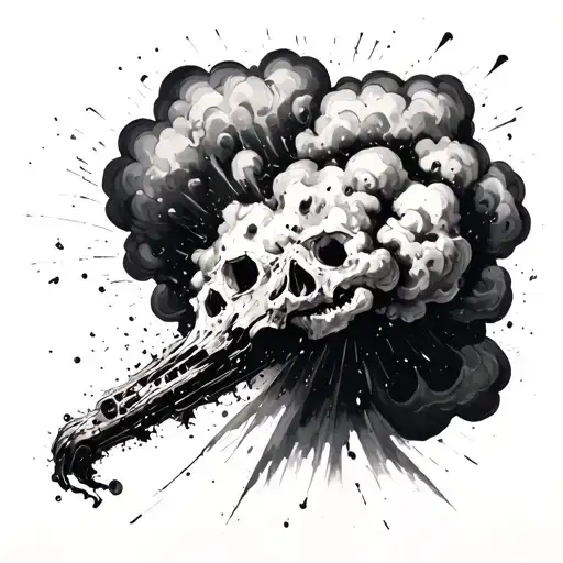 explosion surrealism trouble whimsical realistic tattoo design idea