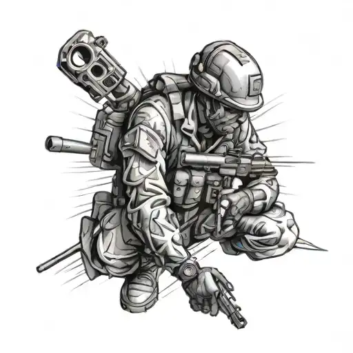 combat medic taking care tattoo design idea