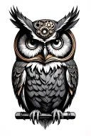 steampunk owl tattoo design idea