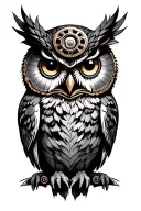 steampunk owl tattoo design idea