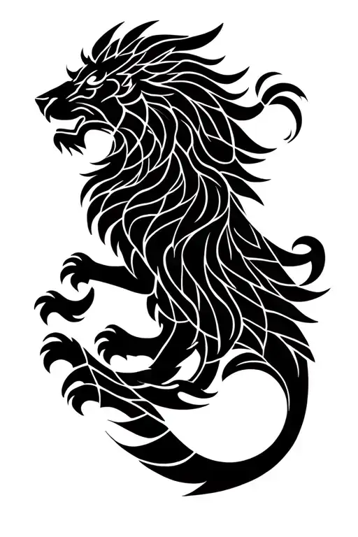 sun lion fenix rises from sun tattoo design idea