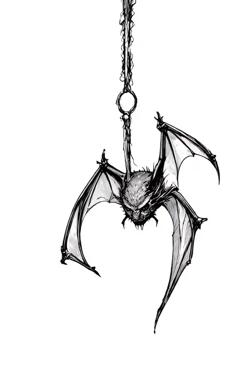bat hanging upside tattoo design idea
