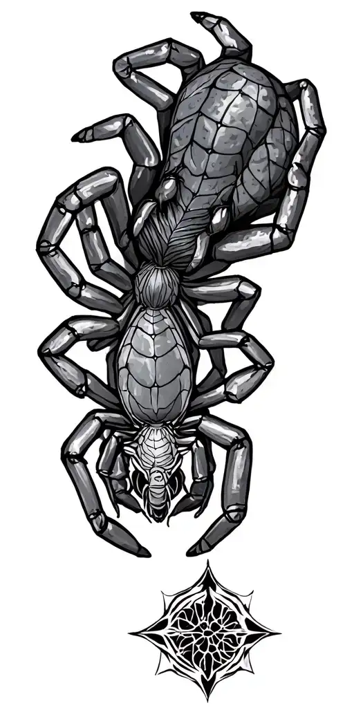 spider crawling full body tattoo design idea