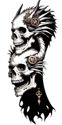 skulls, bones, dragons, steampunk, gothic tattoo design idea