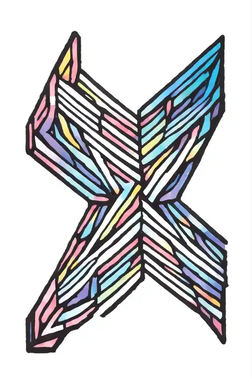 elongated hexagon pattern for lower leg; thick border colored by the gradient spectrum tattoo design idea