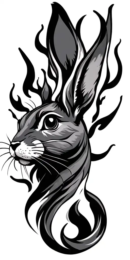 Fire Rabbit tattoo design idea