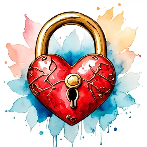 slave and heart shaped lock tattoo design idea