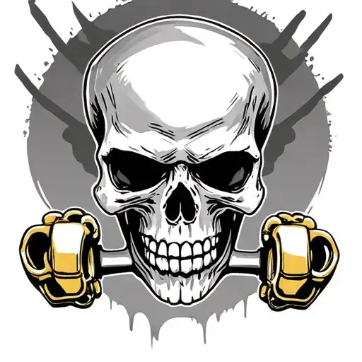 skull with brass knuckles tattoo design idea