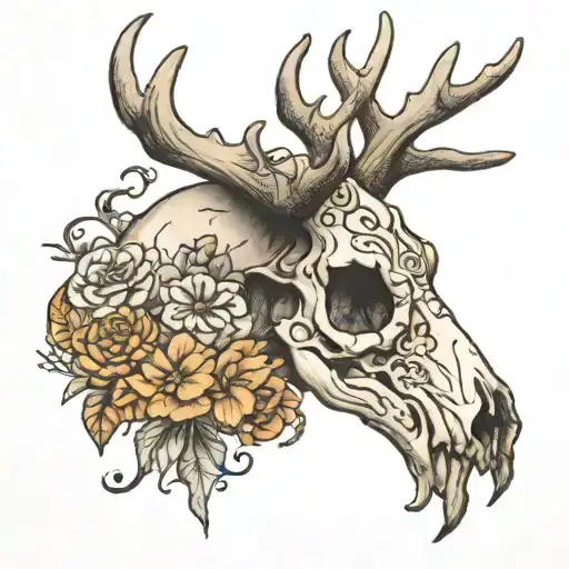 deer skull tattoo design idea