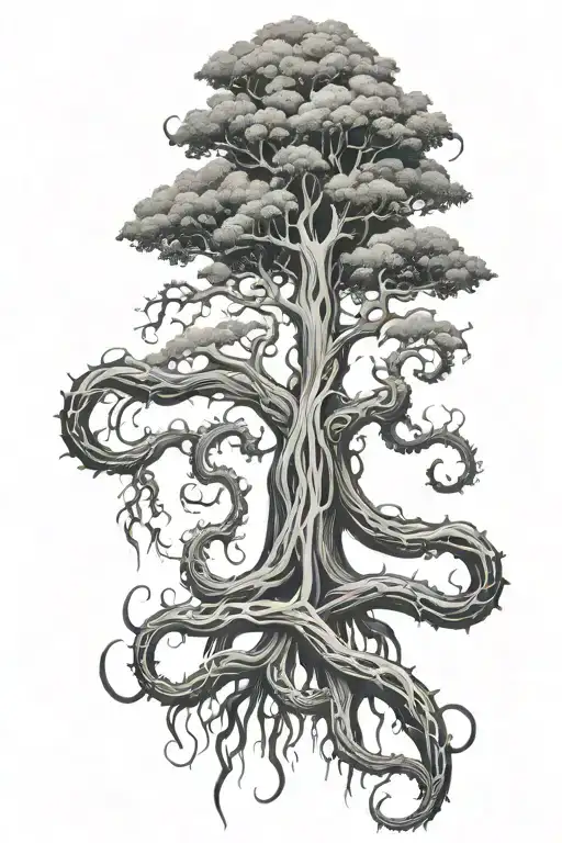 trees with tentacles tattoo design idea