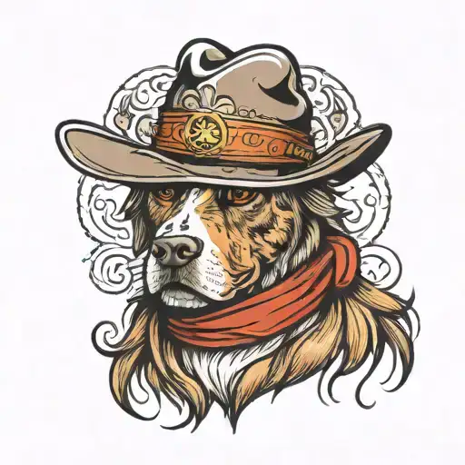 Dog with cowboy hat  tattoo design idea