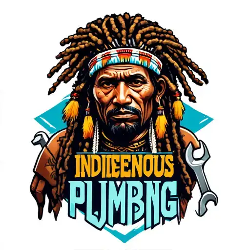 "Indigenous Plumbing " dreadlock Native American with tattoo face holding wrenches  tattoo design idea