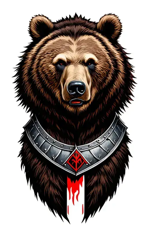 viking armor with grizzly bear head tattoo design idea