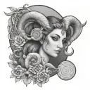 Aries goddess tattoo design idea