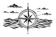 Bermuda, Bermuda Triangle, Shipwreck, waves, compass tattoo design idea