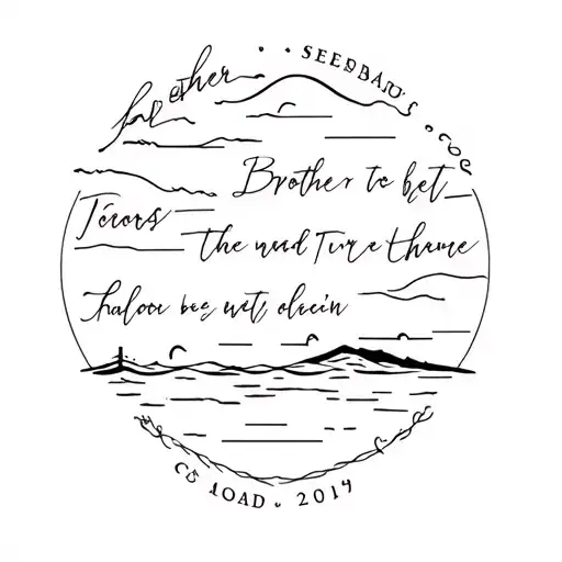 Memorial Brother nature inspired tattoo ocean with area for birth date  tattoo design idea