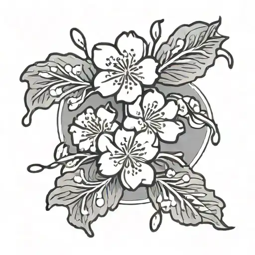 A small tattoo of the japanese word 金継ぎ with cherry blossom tattoo design idea