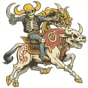 skeleton riding a bull tattoo design idea