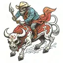 skeleton riding a bull tattoo design idea