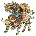 skeleton riding a bull tattoo design idea