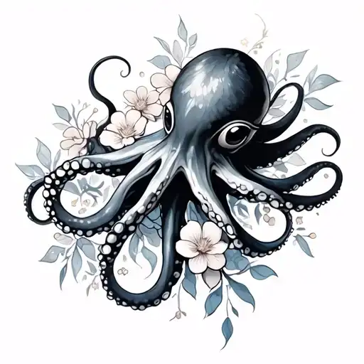 Coverup Space With octopus  flowers  tattoo design idea