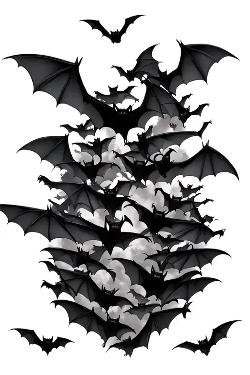 many many bats flying together tattoo design idea